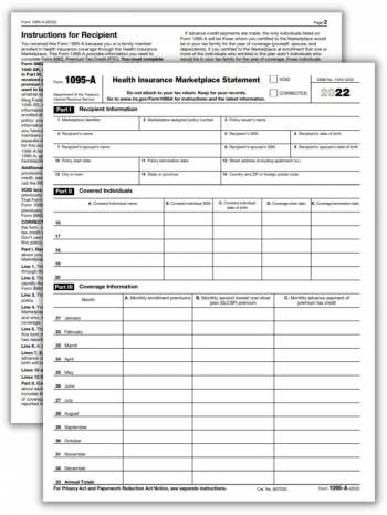 IRS Form 1095-A 📝 Printable Healthcare 1095A Tax Form: Blank PDF to ...